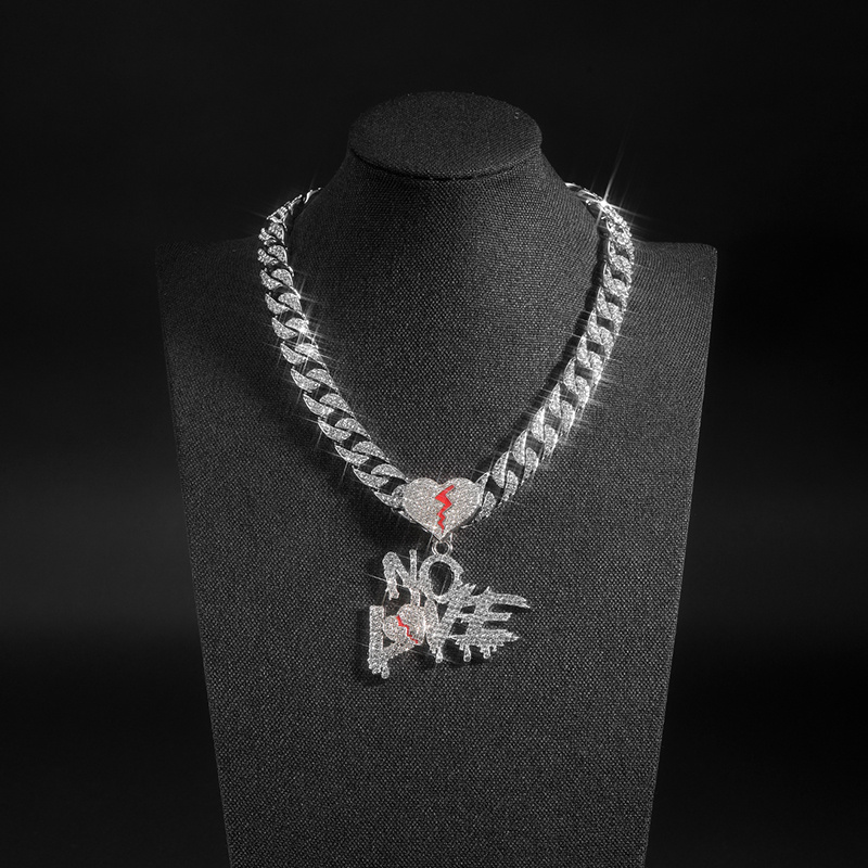 Men's Rhinestone Love No Love Hip Hop Necklace